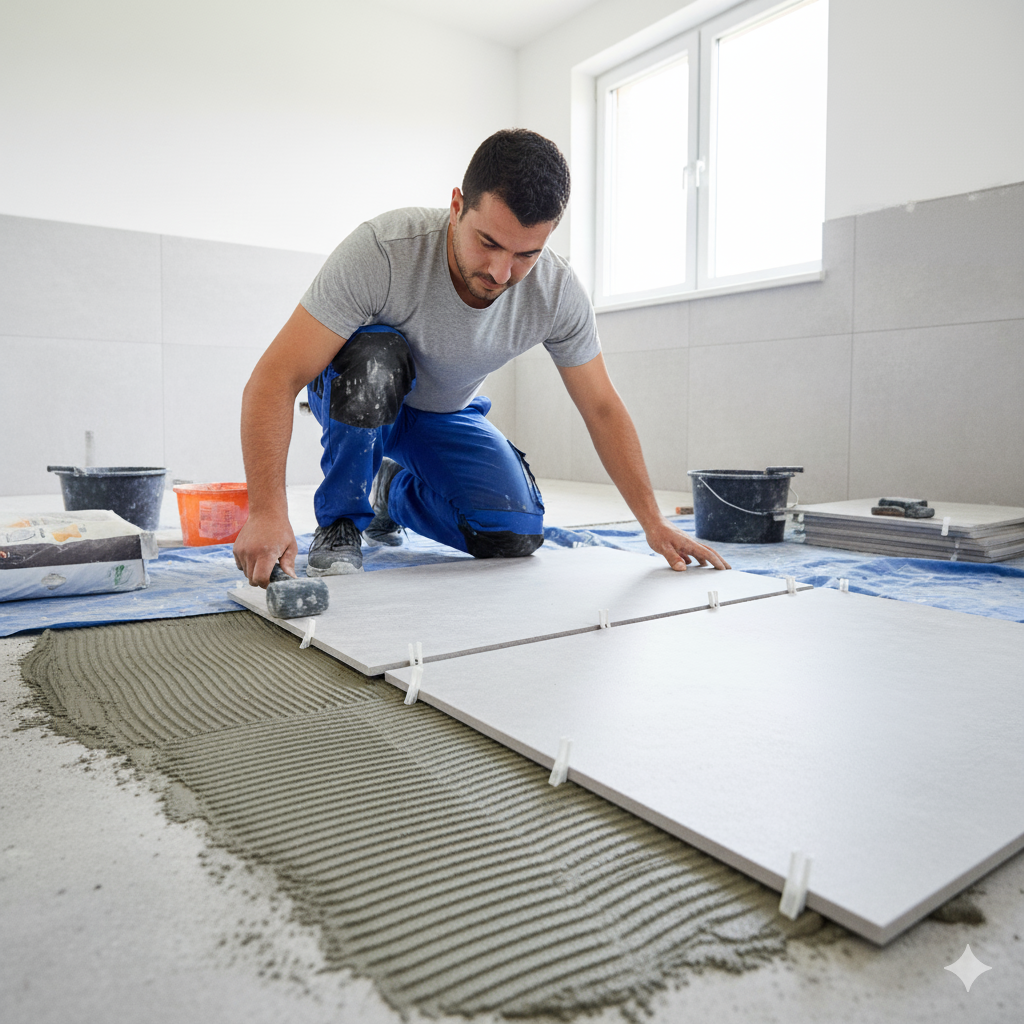 Fayans döşeme çalışması